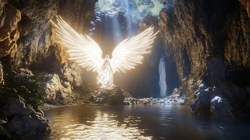 Ethereal Angel in Grotto of Light