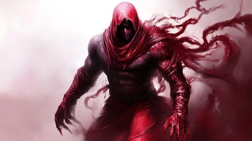 Enigmatic Hooded Warrior in Red
