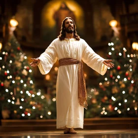 Figure in White Robes at Christmas