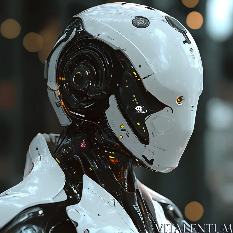 Advanced Robot with Sleek White and Black Aesthetics AI Image