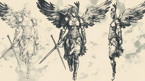 Angelic Warriors Sketch Art