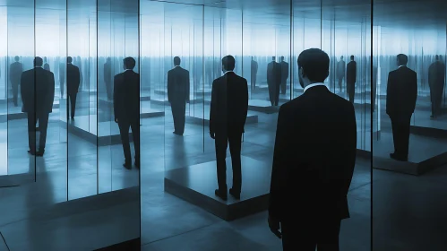 Mirrored Men: An Abstract Business Scene