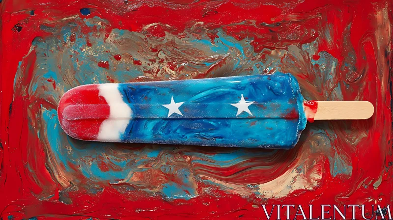 AI ART Red, White, and Blue Popsicle Painting