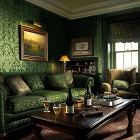 Green Vintage Living Room