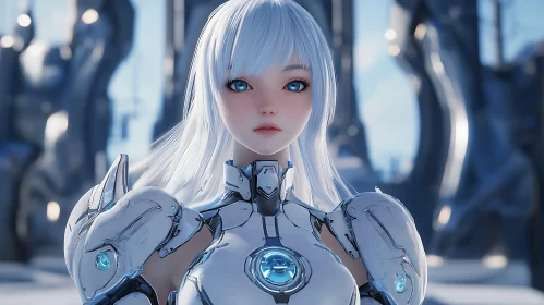 High-Tech Anime Character in Futuristic Armor