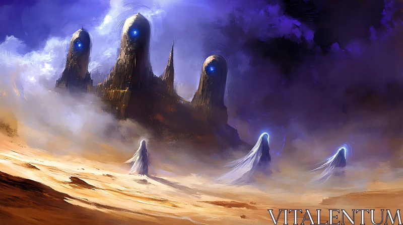 AI ART Surreal Desert with Cloaked Figures