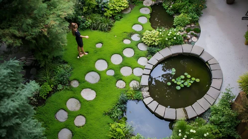 Lush Garden Scene with Stone Path