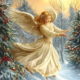 Winter Angel Blessing Christmas Trees