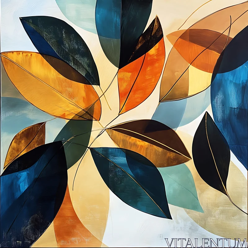 Colorful Geometric Leaf Abstract AI Image