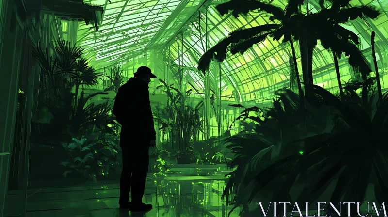 Emerald Greenhouse Silhouette AI Image