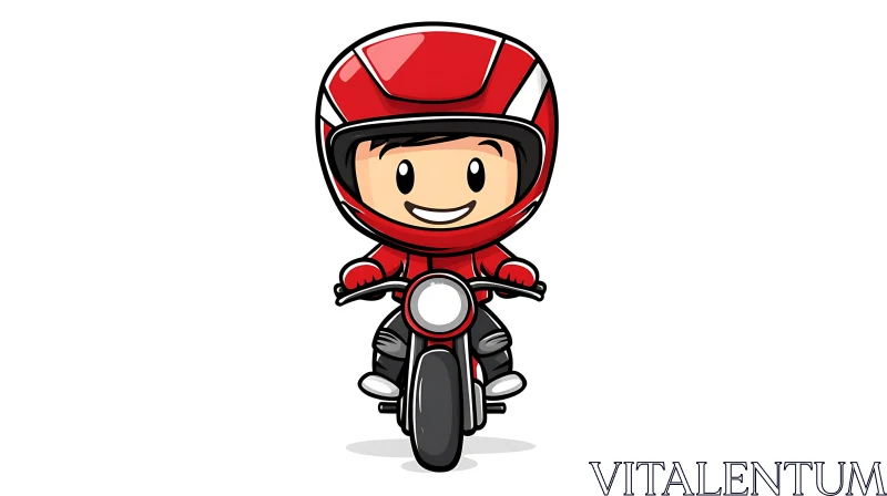 AI ART Cheerful Cartoon Motorbike Rider