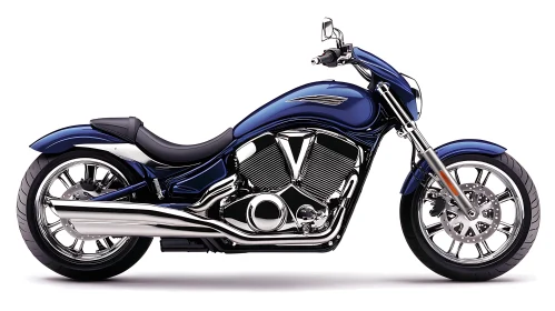 Azure Motorcycle on White