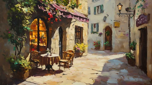 Quaint European Street Corner Artwork