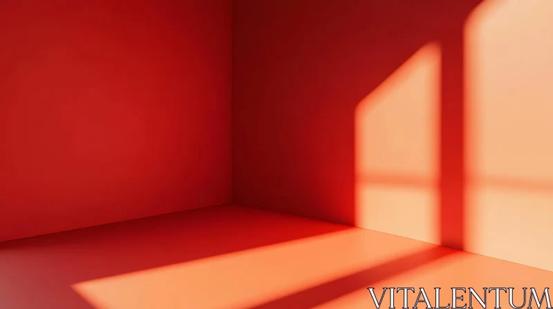 Abstract Red Room Corner with Shadows AI Image