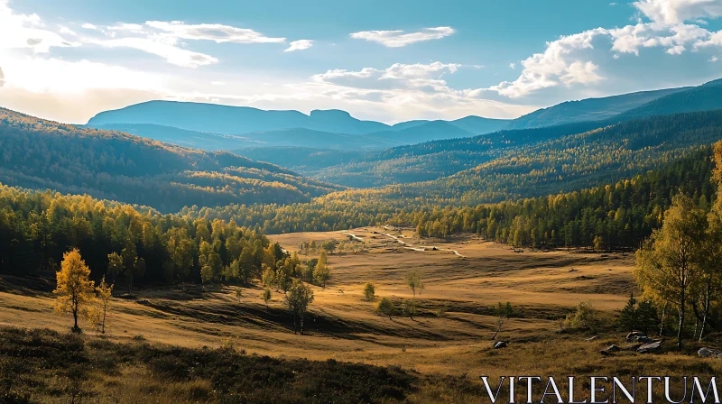 AI ART Autumnal Mountain Valley Scenery