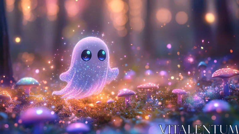 Whimsical Ghost in a Magical Forest AI Image