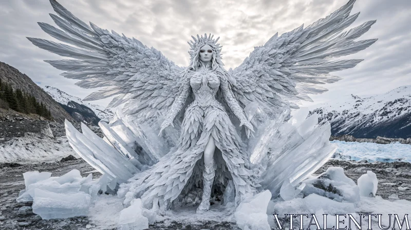 Frozen Angel with Wings AI Image