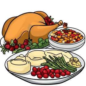 Cartoon Thanksgiving Dinner