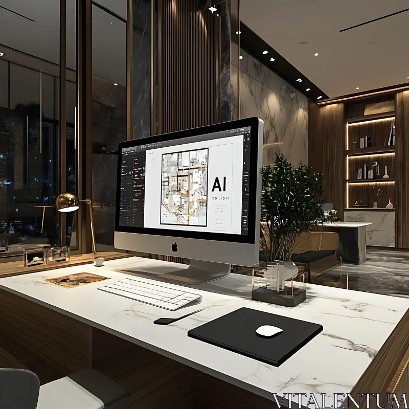 AI ART Contemporary Office Space With Sleek Design