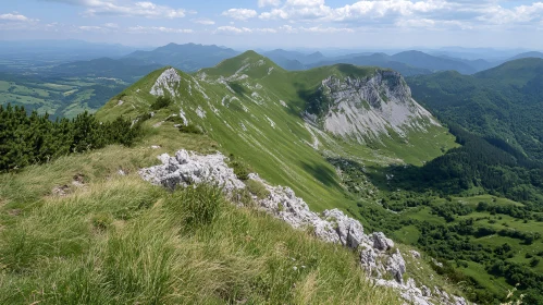 Panoramic View of Verdant Mountain Range