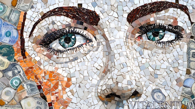 AI ART Abstract Mosaic Face with Money