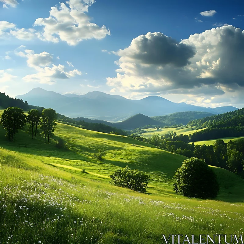 Scenic Green Hills Landscape AI Image