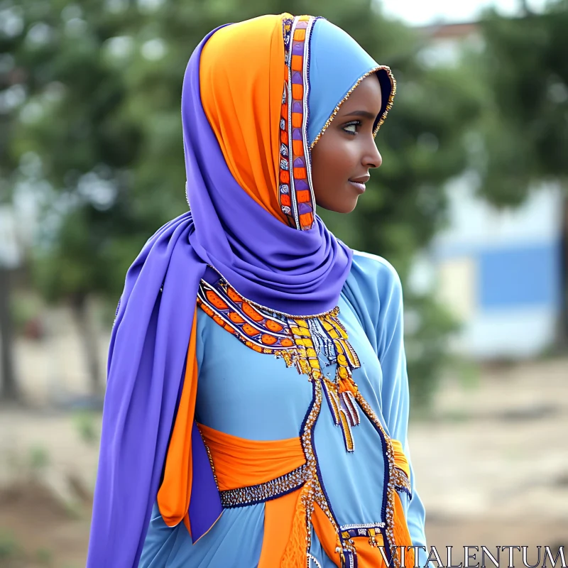 Serene Portrait of Woman in Hijab AI Image