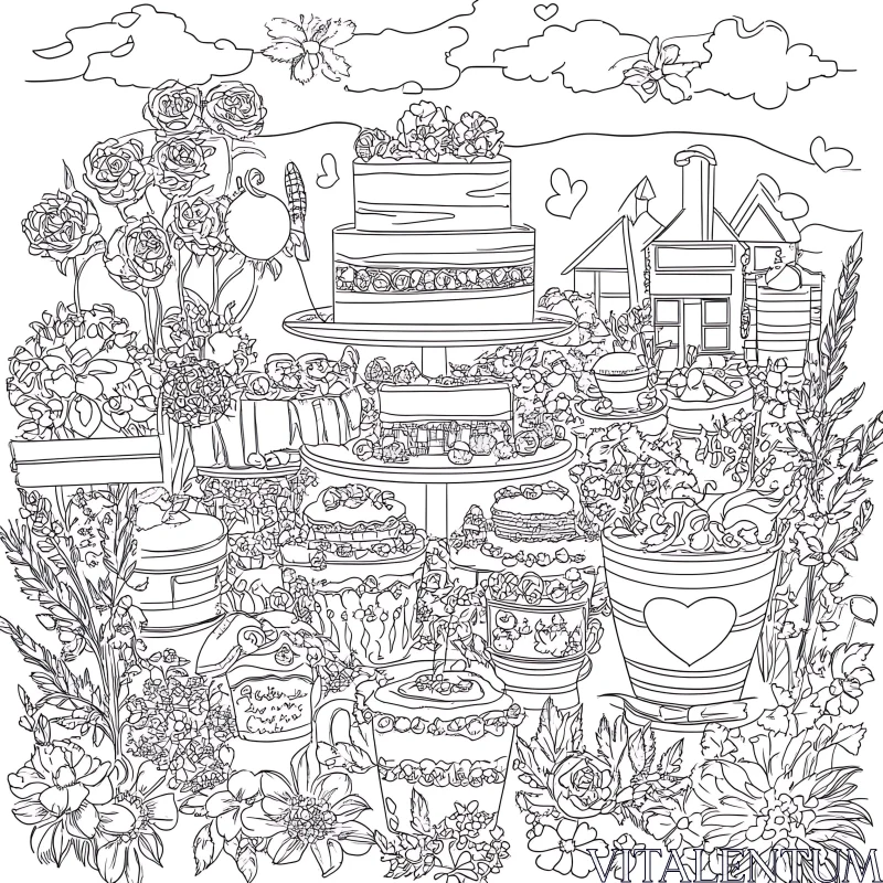 Monochrome Dessert Garden AI Image