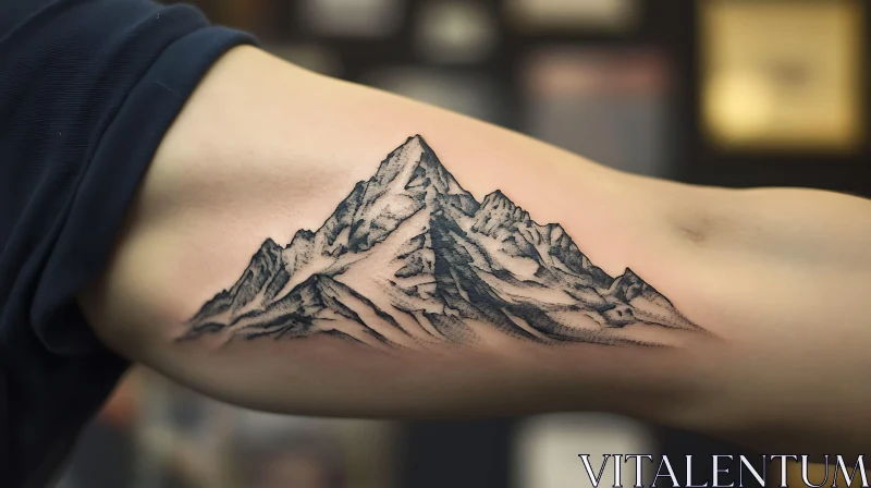 Mountain Tattoo Design on Inner Arm AI Image