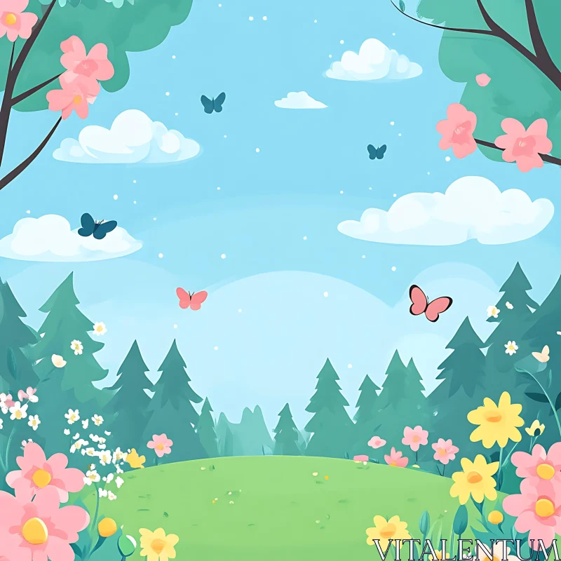 Butterfly Meadow AI Image