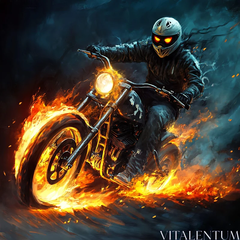 Motorcycle Rider Ablaze Digital Art AI Image