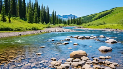 Captivating River Scene: Vibrant Colors and Sublime Wilderness