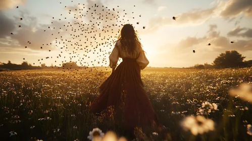 Golden Hour Walk in Flower Meadow