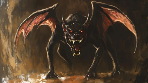 Shadow Beast with Fiery Eyes Artwork