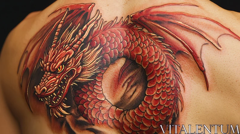 Detailed Red Dragon Tattoo AI Image