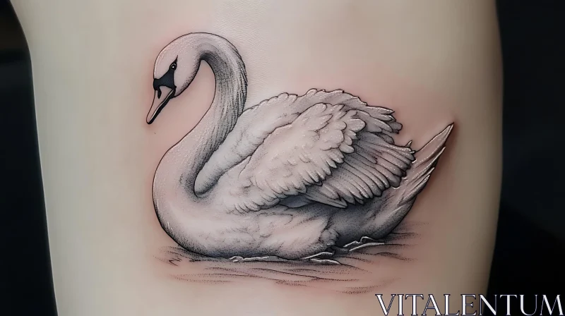 Graceful Swan Ink Tattoo AI Image