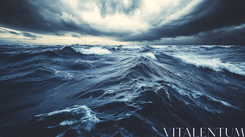 Stormy Seas in the Open Ocean AI Image