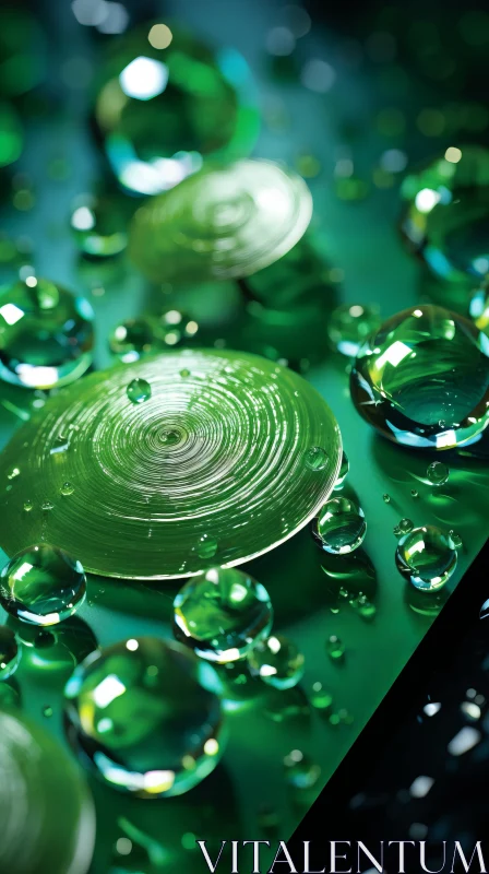 Emerald Water Droplets: A Study in Futurism and Neogeo AI Image