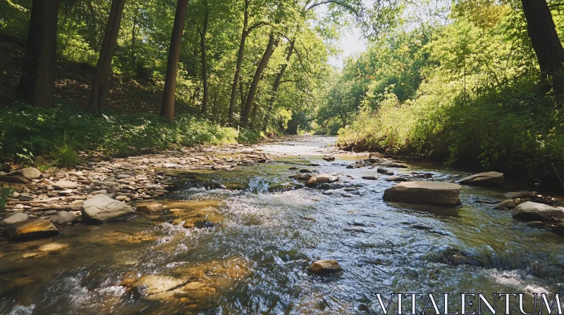 AI ART Tranquil Forest River Scene