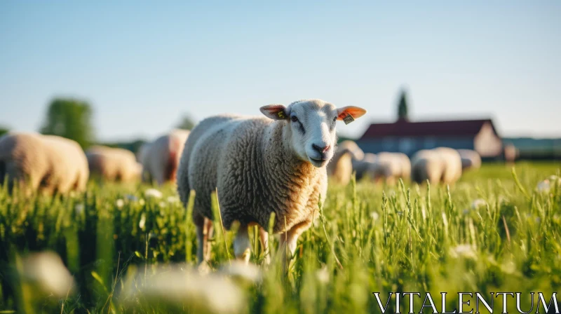 AI ART Farm Sheep Amidst Green Pastures - ISO200