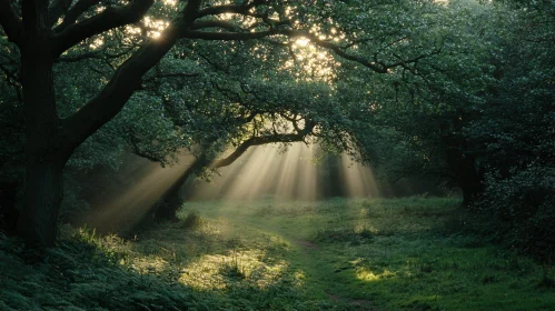 Sunlit Forest Scene