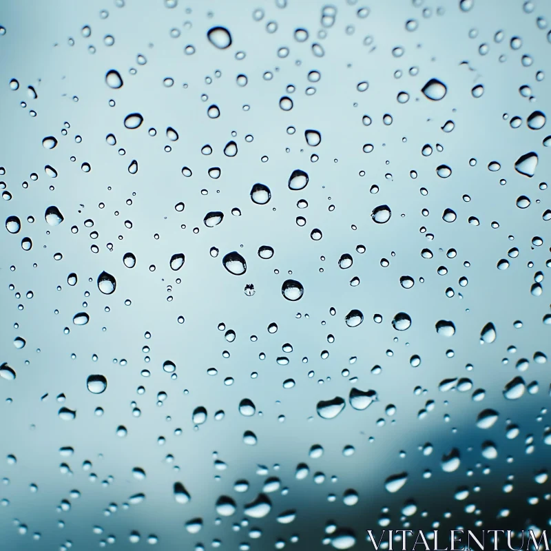 Raindrops on Glass Window AI Image