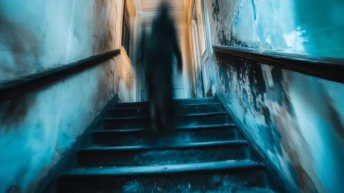 Ghostly Hallway: A Mysterious Staircase Encounter