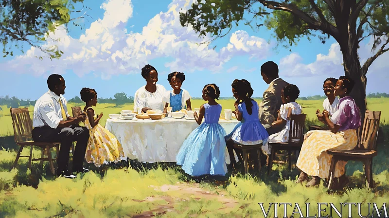 Outdoor Family Gathering Painting AI Image