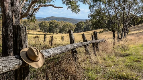 Peaceful Countryside Scene with Old Fence