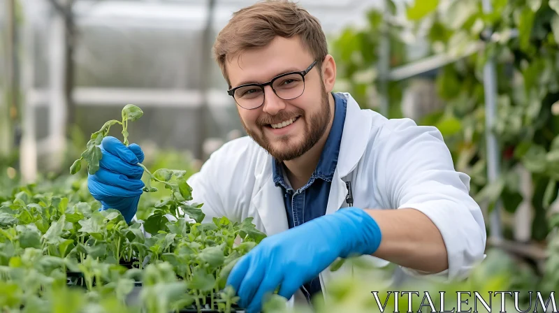 Seedling Care in Agricultural Research AI Image