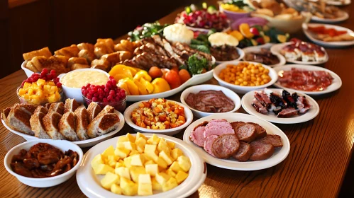 Lavish Buffet Table with Gourmet Selection