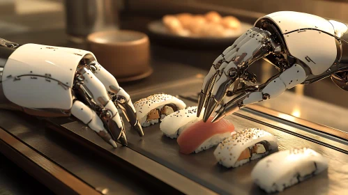 Sushi Arranged by Robot Hands