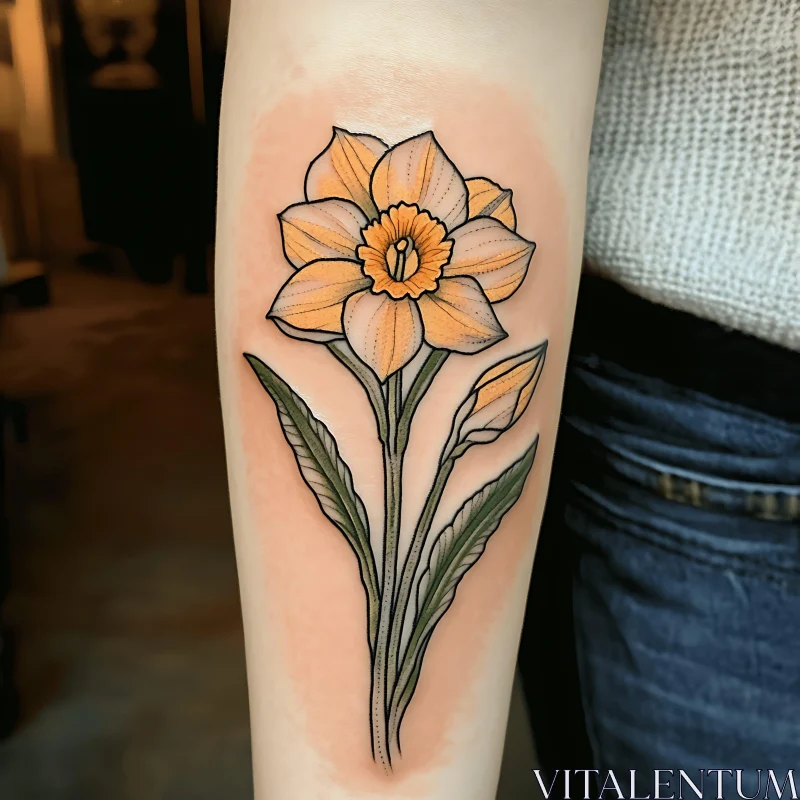 Beautiful Floral Ink Art on Arm AI Image