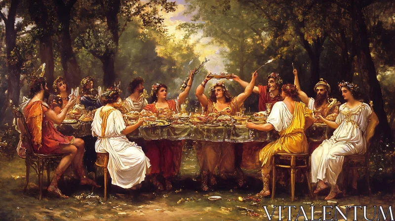 Ancient Banquet in Woodland Art AI Image